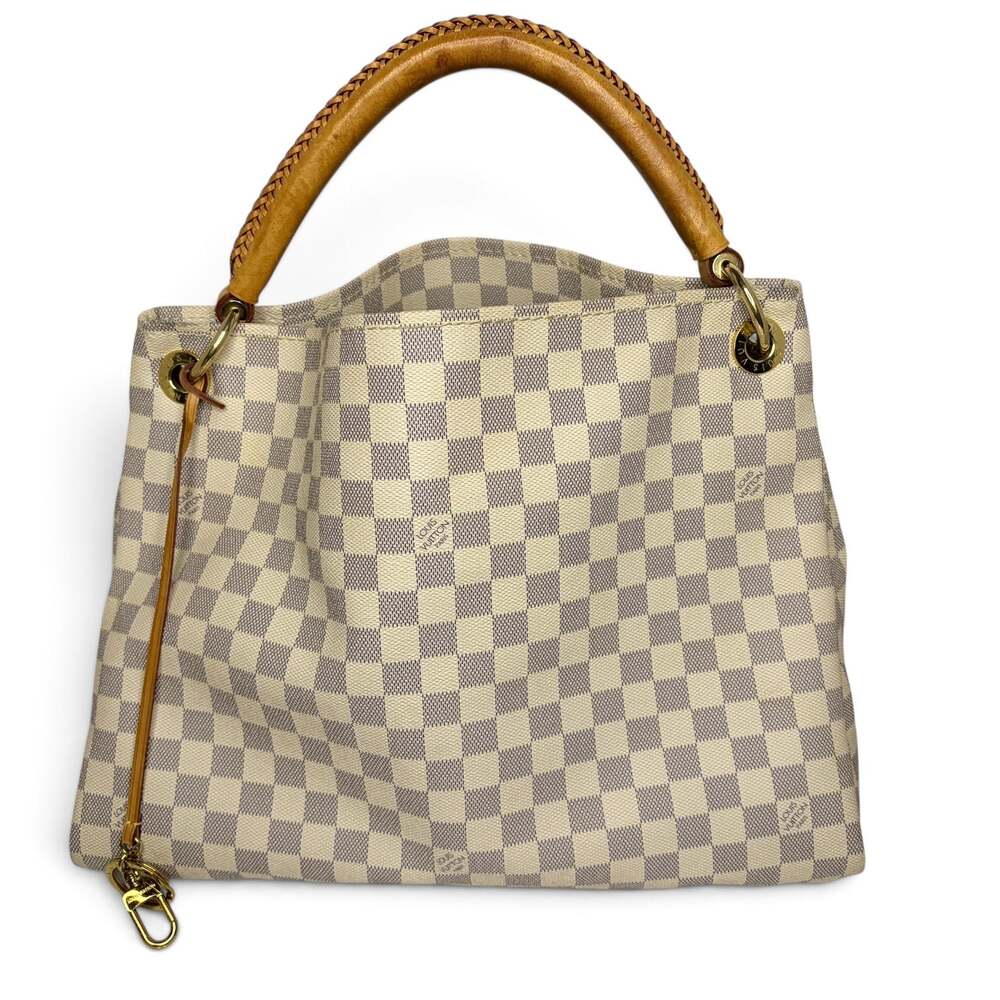 Louis Vuitton Artsy MM Damier Azur Hobo Shoulder Bag with Braided Top Handle COA - Picture 3 of 15